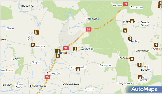 mapa Zgorzelec gmina Rychtal, Zgorzelec gmina Rychtal na mapie Targeo