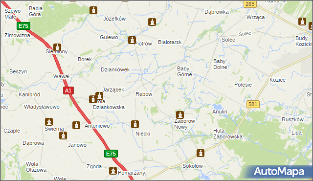 mapa Zieleniec gmina Gostynin, Zieleniec gmina Gostynin na mapie Targeo