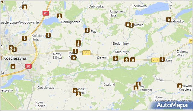 mapa Zielenin, Zielenin na mapie Targeo