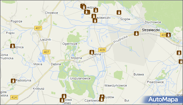mapa Zielina, Zielina na mapie Targeo