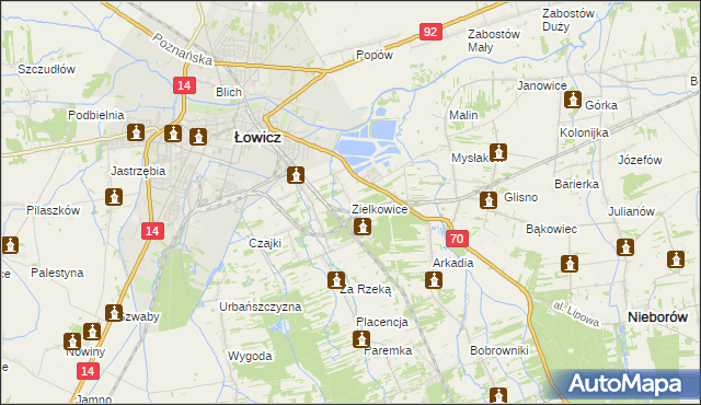 mapa Zielkowice, Zielkowice na mapie Targeo