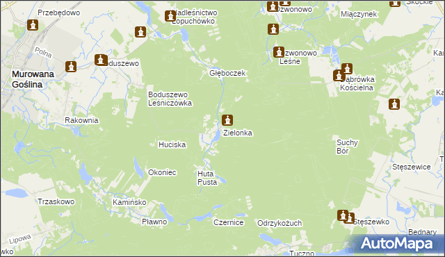 mapa Zielonka gmina Murowana Goślina, Zielonka gmina Murowana Goślina na mapie Targeo