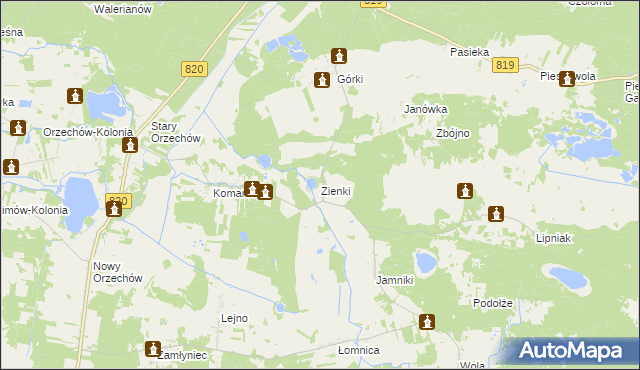mapa Zienki, Zienki na mapie Targeo