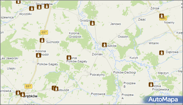 mapa Ziomaki gmina Grębków, Ziomaki gmina Grębków na mapie Targeo