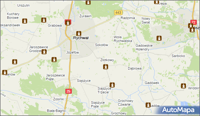 mapa Złotkowy, Złotkowy na mapie Targeo