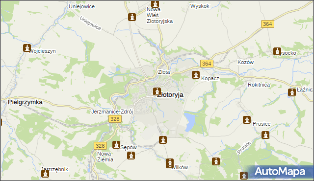 mapa Złotoryja, Złotoryja na mapie Targeo