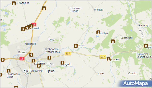 mapa Złotowo gmina Lubawa, Złotowo gmina Lubawa na mapie Targeo