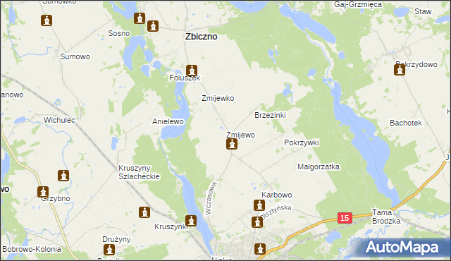 mapa Żmijewo gmina Zbiczno, Żmijewo gmina Zbiczno na mapie Targeo