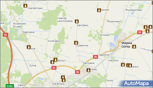 mapa Żołędnica, Żołędnica na mapie Targeo