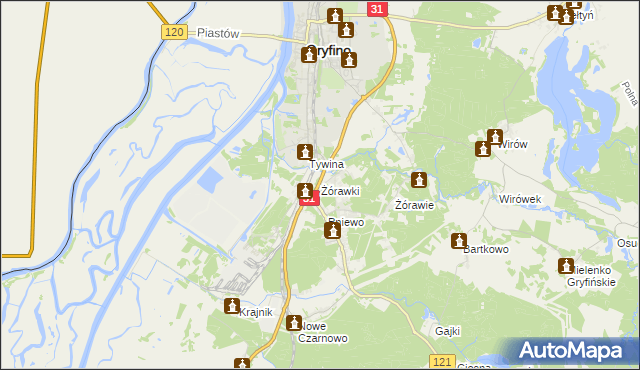 mapa Żórawki, Żórawki na mapie Targeo