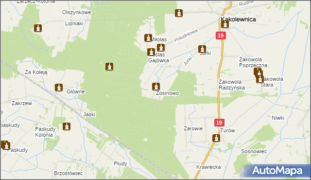 mapa Zosinowo, Zosinowo na mapie Targeo