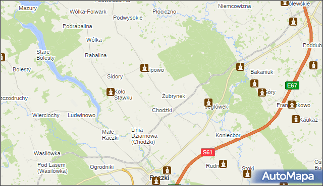 mapa Żubrynek, Żubrynek na mapie Targeo