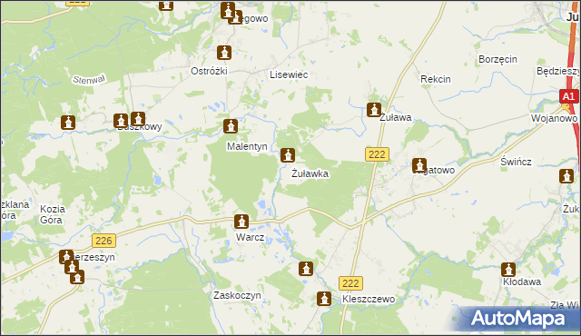 mapa Żuławka gmina Pruszcz Gdański, Żuławka gmina Pruszcz Gdański na mapie Targeo