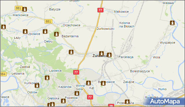 mapa Żurawica powiat przemyski, Żurawica powiat przemyski na mapie Targeo