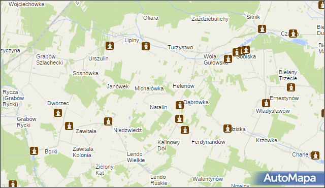 mapa Żurawiec gmina Adamów, Żurawiec gmina Adamów na mapie Targeo