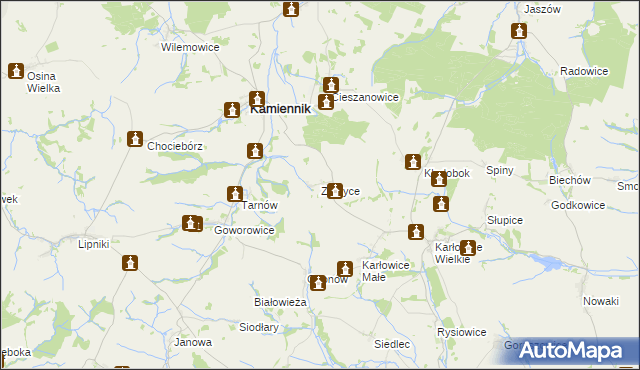 mapa Zurzyce, Zurzyce na mapie Targeo