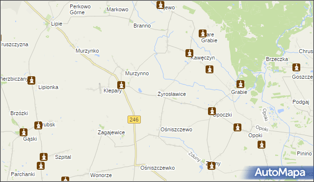 mapa Żyrosławice, Żyrosławice na mapie Targeo