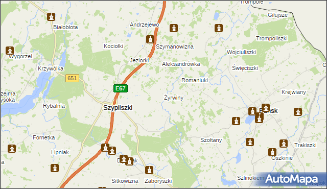 mapa Żyrwiny, Żyrwiny na mapie Targeo