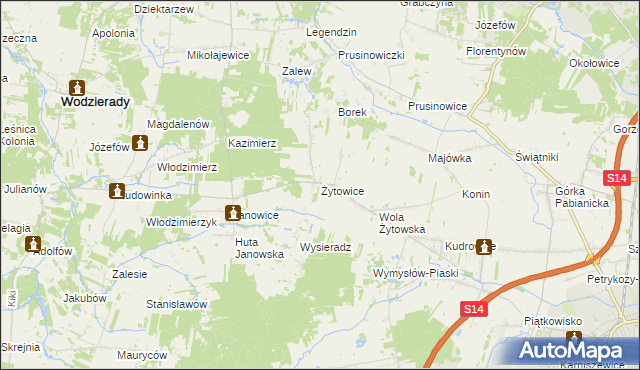 mapa Żytowice, Żytowice na mapie Targeo