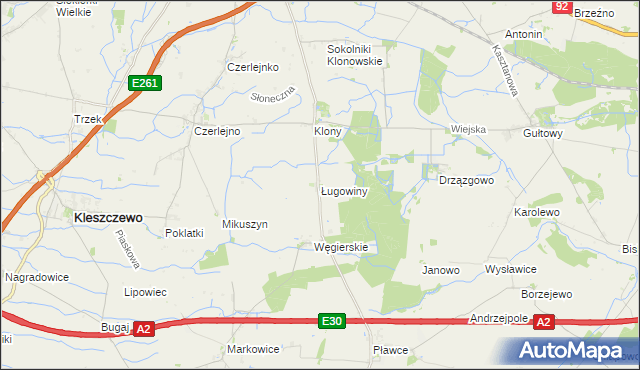mapa Ługowiny, Ługowiny na mapie Targeo