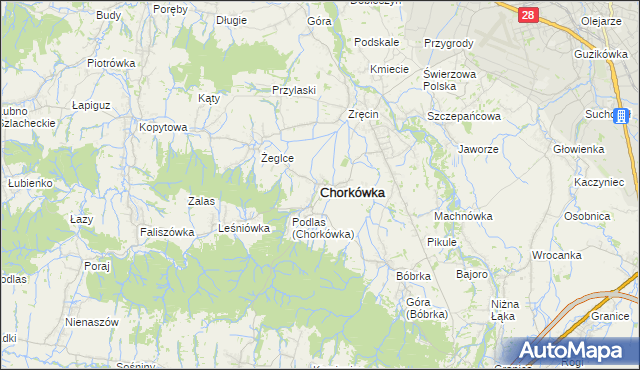 mapa Chorkówka, Chorkówka na mapie Targeo