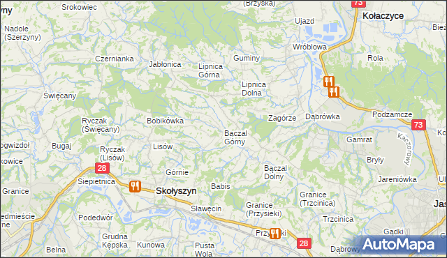 mapa Bączal Górny, Bączal Górny na mapie Targeo