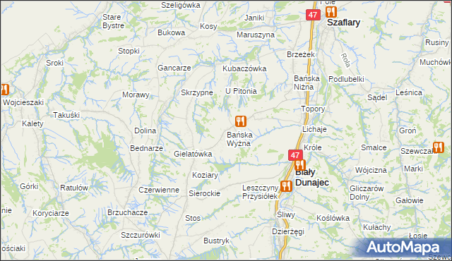 mapa Bańska Wyżna, Bańska Wyżna na mapie Targeo