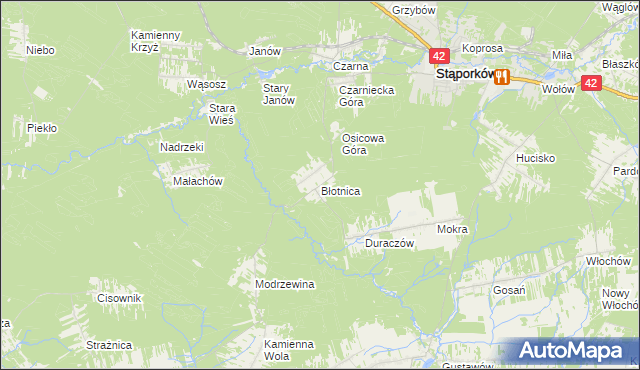 mapa Błotnica gmina Stąporków, Błotnica gmina Stąporków na mapie Targeo