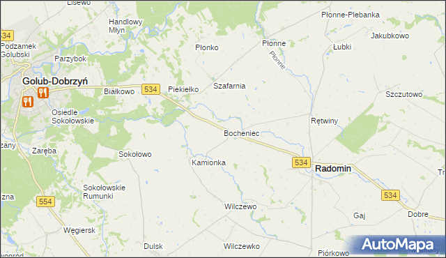mapa Bocheniec gmina Radomin, Bocheniec gmina Radomin na mapie Targeo