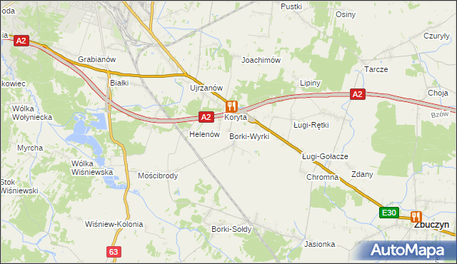 mapa Borki-Wyrki, Borki-Wyrki na mapie Targeo