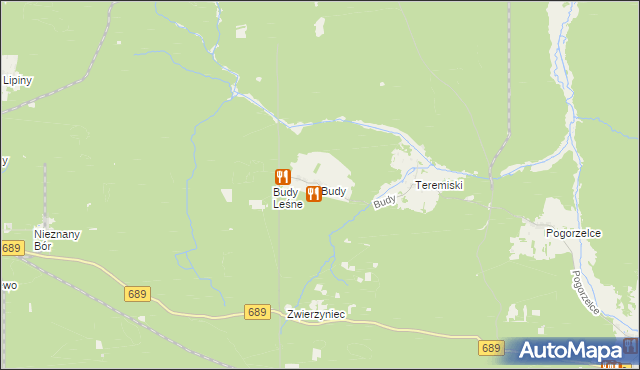 mapa Budy gmina Białowieża, Budy gmina Białowieża na mapie Targeo