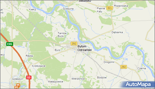 mapa Bytom Odrzański, Bytom Odrzański na mapie Targeo
