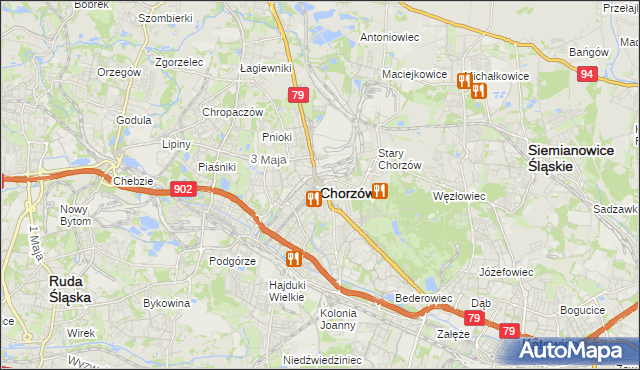 mapa Chorzów, Chorzów na mapie Targeo