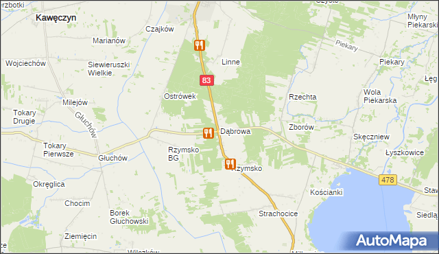 mapa Dąbrowa gmina Dobra, Dąbrowa gmina Dobra na mapie Targeo