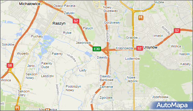 mapa Dawidy gmina Raszyn, Dawidy gmina Raszyn na mapie Targeo