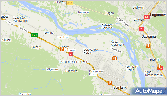 mapa Dziekanów Polski, Dziekanów Polski na mapie Targeo