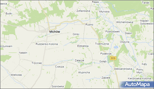 mapa Elżbietów gmina Michów, Elżbietów gmina Michów na mapie Targeo