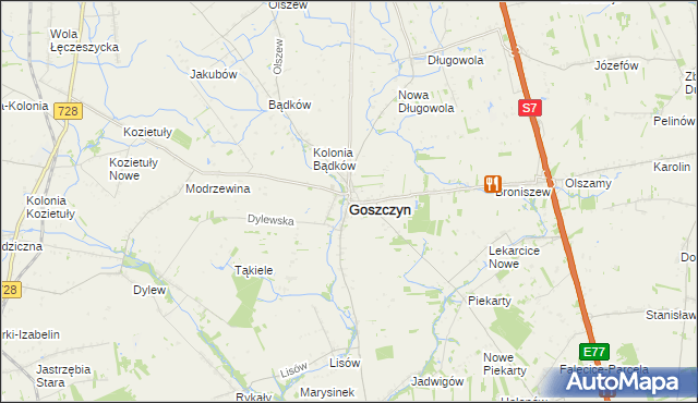 mapa Goszczyn powiat grójecki, Goszczyn powiat grójecki na mapie Targeo