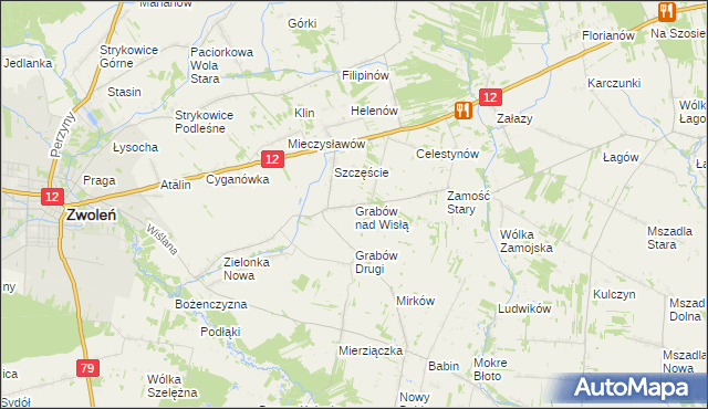 mapa Grabów nad Wisłą, Grabów nad Wisłą na mapie Targeo