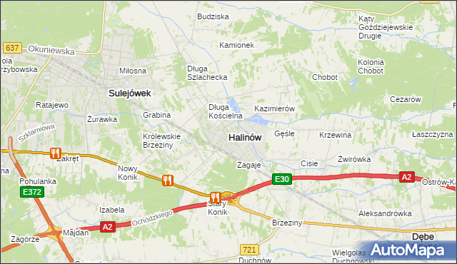 mapa Halinów powiat miński, Halinów powiat miński na mapie Targeo