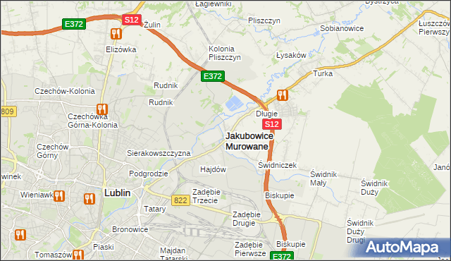 mapa Jakubowice Murowane, Jakubowice Murowane na mapie Targeo