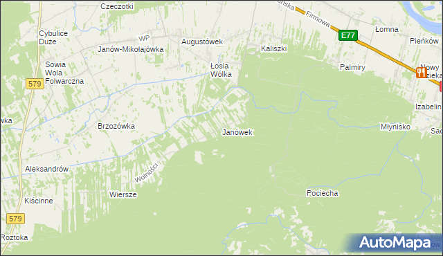 mapa Janówek gmina Czosnów, Janówek gmina Czosnów na mapie Targeo