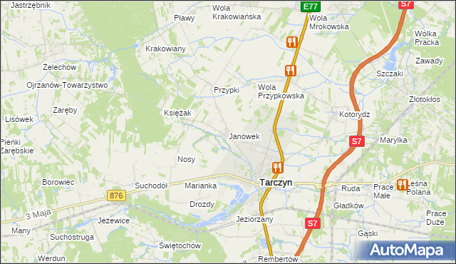 mapa Janówek gmina Tarczyn, Janówek gmina Tarczyn na mapie Targeo