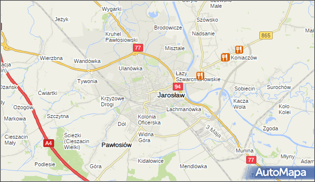 mapa Jarosławia, Jarosław na mapie Targeo
