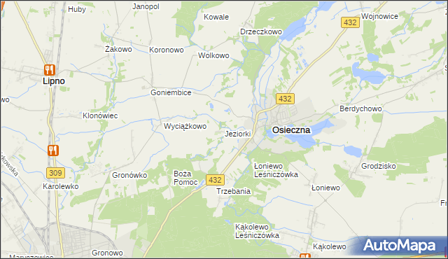 mapa Jeziorki gmina Osieczna, Jeziorki gmina Osieczna na mapie Targeo