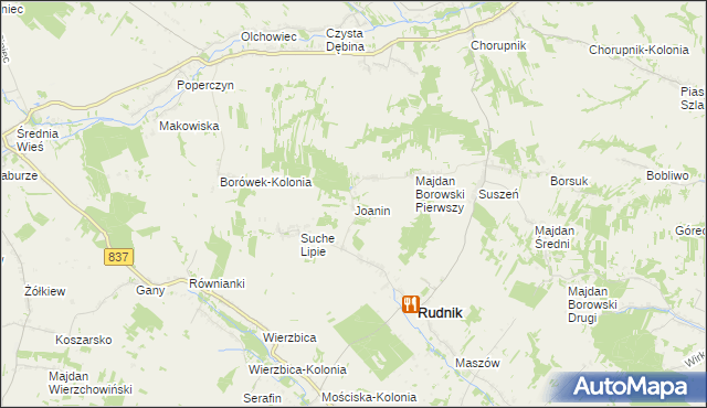 mapa Joanin gmina Rudnik, Joanin gmina Rudnik na mapie Targeo