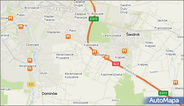 mapa Kalinówka gmina Głusk, Kalinówka gmina Głusk na mapie Targeo