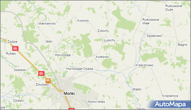 mapa Koleśniki gmina Mońki, Koleśniki gmina Mońki na mapie Targeo