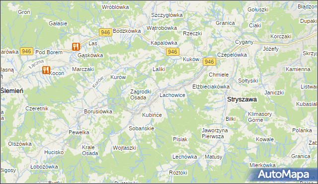 mapa Lachowice, Lachowice na mapie Targeo