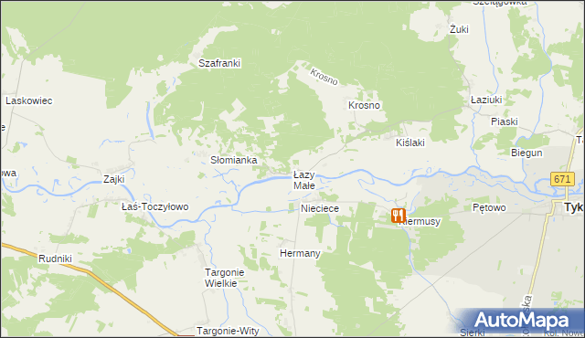 mapa Łazy Małe, Łazy Małe na mapie Targeo